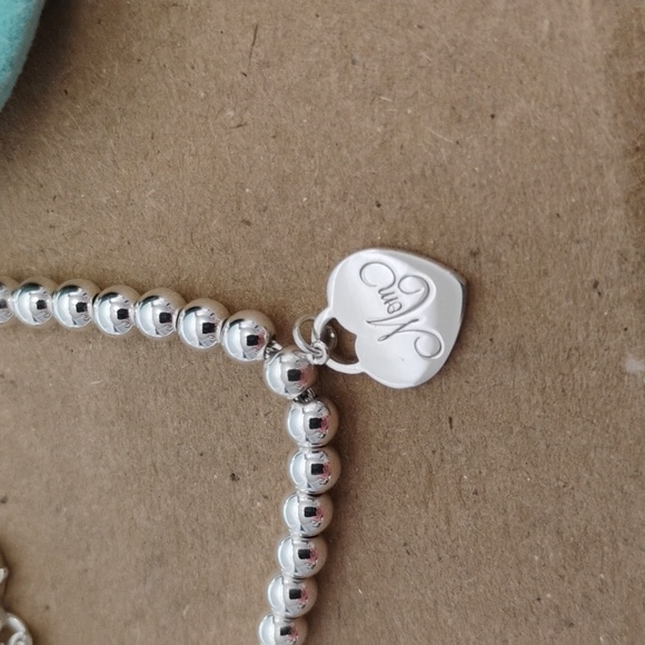 SALE! Auth Tiffany & Co. Sterling Silver 925 Beaded Heart Charm BraceleT - Picture 4 of 12